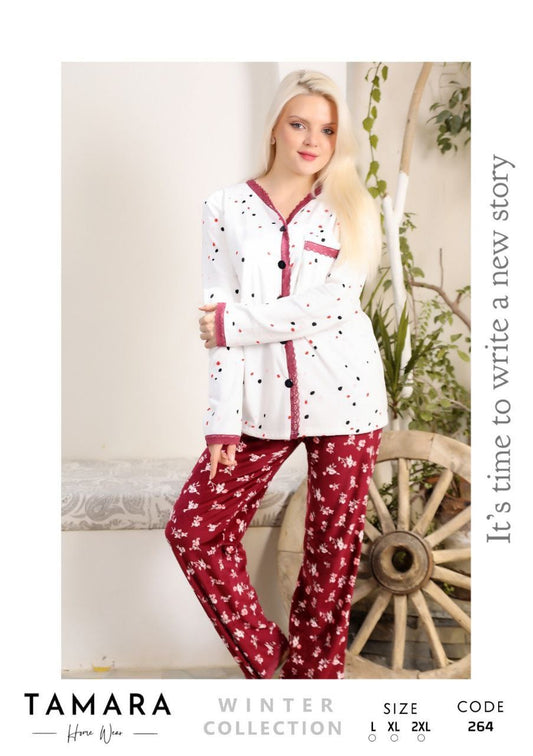 Burgundy flowery PJ